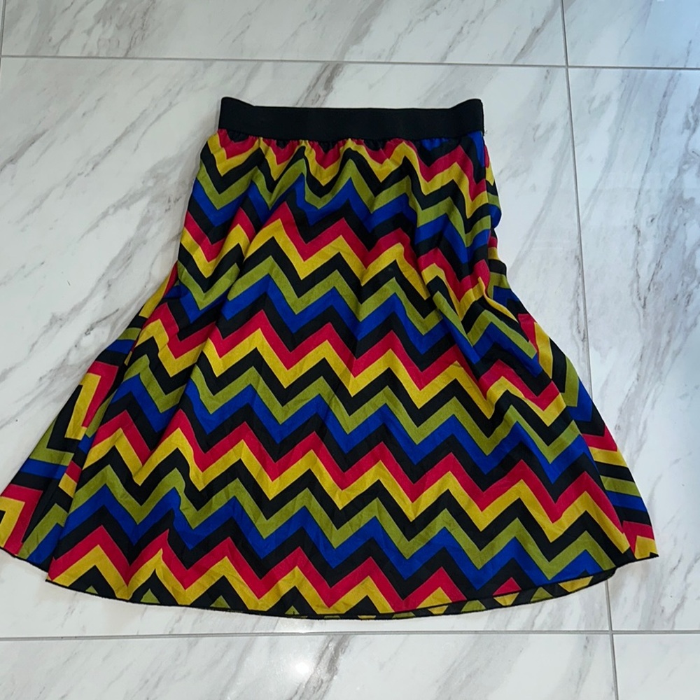 LuLaRoe Red and Yellow A-Line Midi Skirt Casual